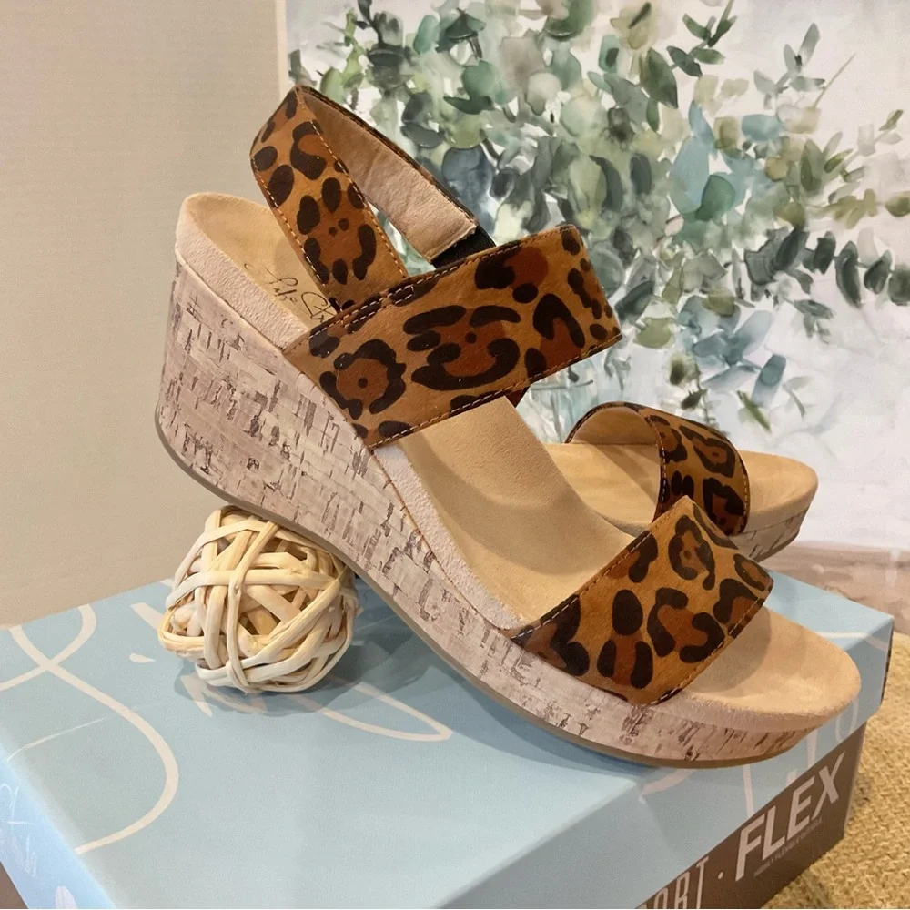 LifeStride Leopard Delaney Slide Sandals Size 9, NEW IN BOX